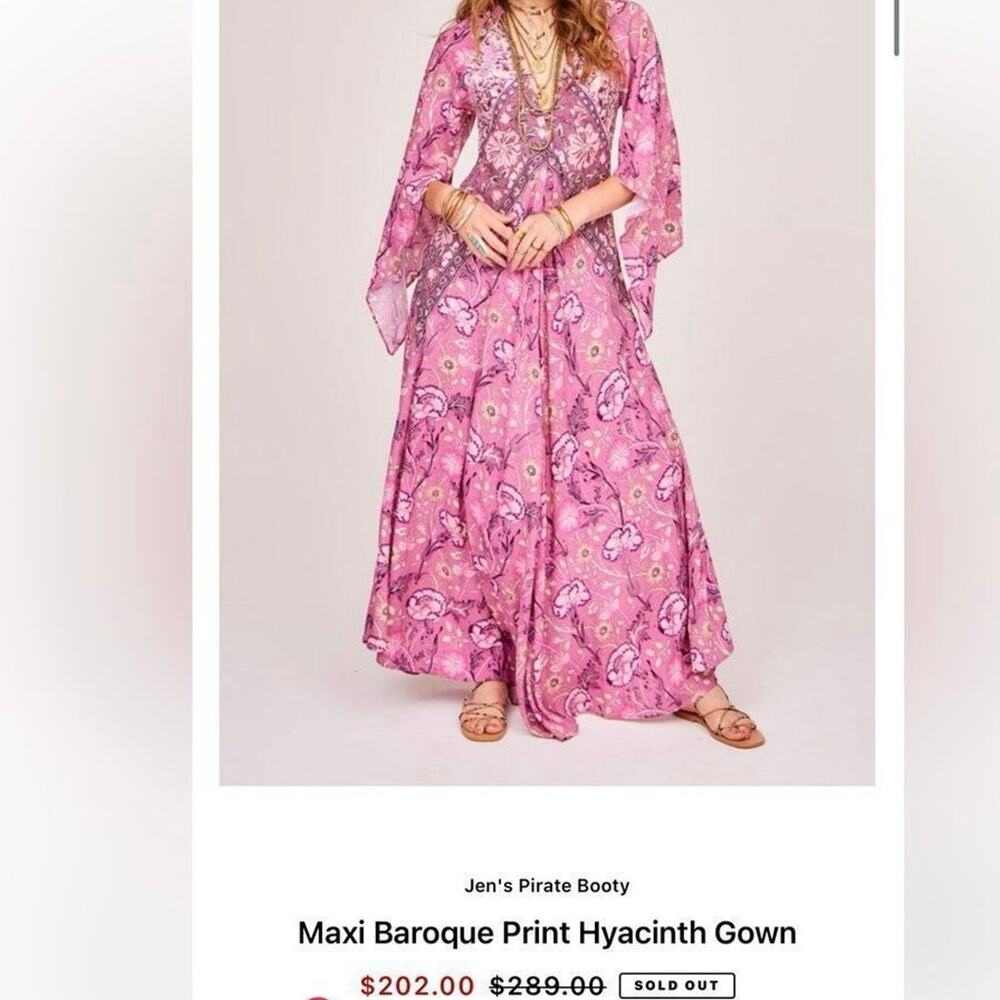 FREE PEOPLE Jen's Pirate Booty Baroque Hyacinth Maxi Size L New w/o Tag $289 SOO - Picture 7 of 12